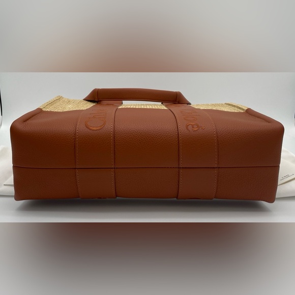 $1950 NEW CHLOE WOODY MEDIUM RAFFIA LEATHER SUMMER TOTE BAG PURSE NWT! - Picture 8 of 11